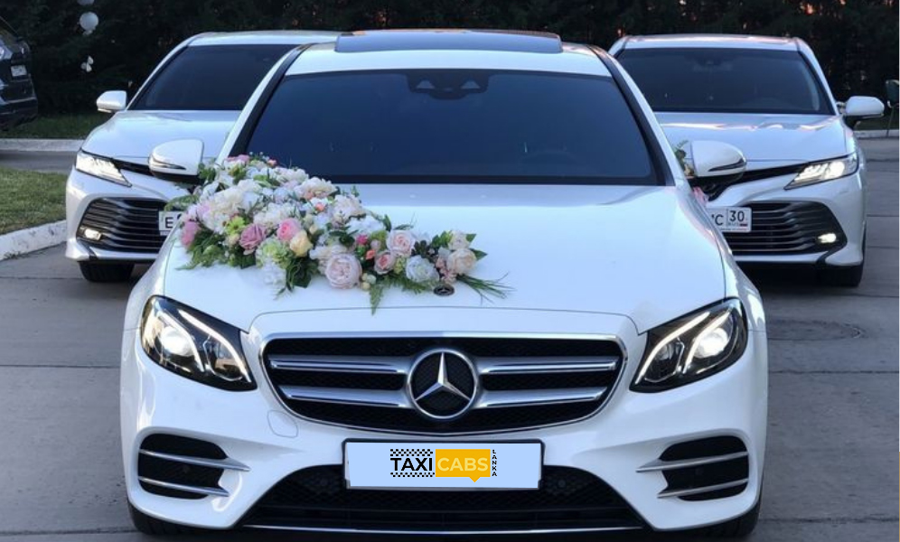 Taxi Cabs Lanka luxury wedding car fleet decorated with fresh flowers